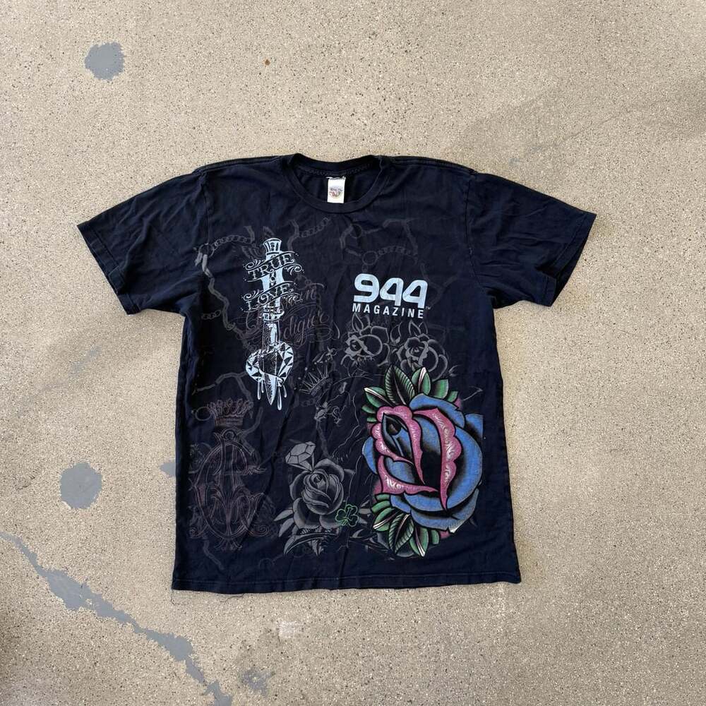 Ed Hardy Christian Audigier 944 Magazine promo shirt True Love Black Size Large